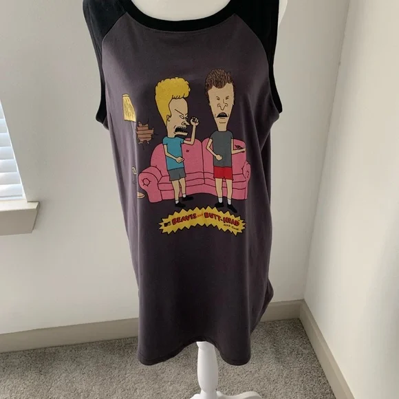 TORRID PLUS SIZE BEAVIS AND BUTTHEAD GRAPHIC MUSCLE TEE SHIRT - Picture 1 of 8